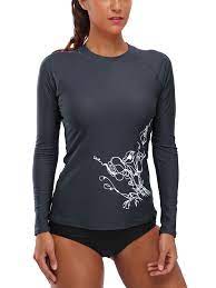 Charmo Charmo Women Rash Guard Long Sleeve Surfing Swimsuits Uv Protection Swimwear Walmart Com Swim Shirts Rash Guard Swimwear Long Sleeve Swimwear