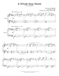 Browse our 121 arrangements of a whole new world. sheet music is available for piano, voice, guitar and 54 others with 22 scorings and 6 notations in 17 genres. A Whole New World From Aladdin Piano Duet Download