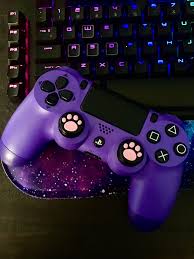 My Pretty Purple Controller With Cute Kitty Paw Grips Cool Ps4 Controllers Purple Games Ps4 Controller