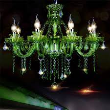 Ocean spray ceramic pendant with pendant canopy kit. European Style Crystal Green Chandelier Candle Pendant Light Bedroom Living Room Hallway Hq9022