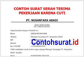 Contoh Surat Serah Terima Pekerjaan Karena Cuti Surat Keuangan Tanggal