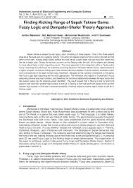 Pada zaman kesultanan melayu melaka, selain dimainkan oleh golongan nota tamabahan: Pdf Finding Kicking Range Of Sepak Takraw Game Fuzzy Logic And Dempster Shafer Theory Approach