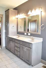 Bathroom vanities can pair practical storage space and stylish design details. Vanities Linen Cabinets Wardcraft Homes Wardcraft Homes