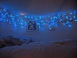 Aesthetic bedrooms typically have a bohemian decor style, making the most of the natural white light flowing through the windows. Feelin Blue Christmas Lights In Bedroom Blue Fairy Lights Blue Rooms
