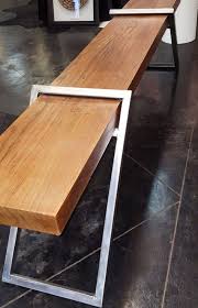 Banc De Dalle De Chene Ou Table W Jambes En Acier En Porte A Faux Wood Slab Metal Furniture Wood