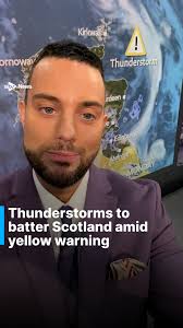 Thunderstorms and heavy downpours are set to batter Scotland as a yellow  weather warning comes into force., The Met Office issued a yellow alert for  thunderstorms which will come into force
