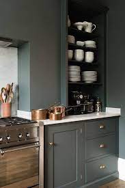 Homsunny artificial hanging flowers in basket outdoor indoor patio lawn garden decor, hanging daisy basket with 12inch coconut lining chain flowerpot (dark purple) 4.3 out of 5 stars 654 $32.88 $ 32. Shaker Cupboards Dark Green Cabinets With Copper Shaker Kitchen Design Kitchen Interior Kitchen Remodel