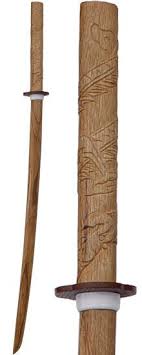 Natural Wood Bokken With Carved Dragon Handle Wood Sword Martial Arts Armor Sword Design