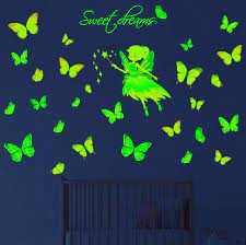 Buy Glow In The Dark Butterflies Fairy Stars Wall Stickers Large Removable Luminous Butterfly Decals Decorations For Bedroom Living Room Colorful Sweet Dreams Mural For Kids Baby Nursery Girls Online In Turkey