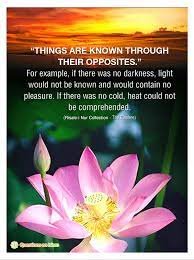 Things Are Known Through Their Opposites For Example If There Was No Darkness Light Would Not Be Known And Would Contain No Pleasure If There Was No Cold