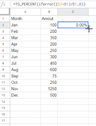 Percentage Change Array Formula In Google Sheets