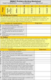 Dmaic Problem Solving Worksheet Problem Solving Worksheet Lean Six Sigma Business Management