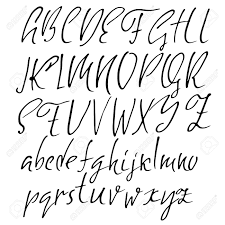 A font is the combination of typeface, size, weight, slope, and style to make up a printable or displayable set of characters. Hand Drawn Elegant Calligraphy Font Modern Brush Lettering Grunge Style Alphabet Vector Illustration Royalty Free Cliparts Vectors And Stock Illustration Image 80129140