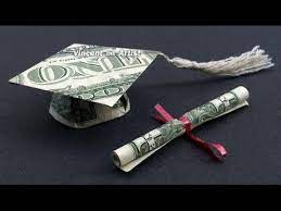 Money Origami Graduation Cap Diploma Dollar Bill Art Money Origami Graduation Money Gifts Dollar Bill Origami