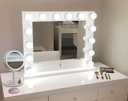 White Vanity Hollywood Mirror With Lights Large Lighted Etsy In 2020 Vanity Mirror Hollywood Mirror With Lights Mirror With Lights