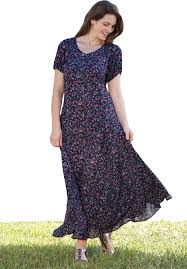 Petite Dress In Maxi Length Floral Print Crinkle Fabric Plus Size Petite Dresses Plus Size Outfits Crinkled Maxi Dress