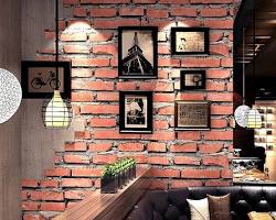 Image of Classic living room with 3D red brick wallpaper