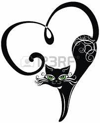 Chat Noir Avec Des Coeurs Black Cat Tattoos Cat Tattoo Cat Silhouette