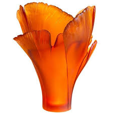 Ginkgo Magnum Vase Ambre 05107 3 Daum Vase Cristal Magnum