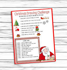 Christmas Game Drawing Challenge Christmas Party Game Xmas Etsy Xmas Party Games Christmas Drawing Holiday Party Games