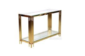 Go glam in any room with gold furniture. Lella Rectangle Clear Glass Hall Table Gold Ifurniture The Largest Furniture Store In Edmonton Carry Bedroom Furniture Living Room Furniture Sofa Couch Lounge Suite Dining Table And Chairs And Patio Furniture Over 1000 Products