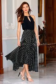 Black And White Polka Dot Skirt Outfit Trending Fashion Women S Black And White Polka Dot Maxi Skirt By Boston Proper Dressy Casual Attire Fashion Maxi Skirt Boho
