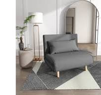 Sofá-cama individual pequeno com encosto ajustável, estilo escandinavo,  cinza, 95 x 95 x 80 cm Ehstmind | Worten.pt