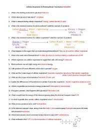 In what cell organelle does aerobic cellular respiration occur? Answers Cellular Respiration And Photosynthesis Test Review Cellular Respiration Adenosine Triphosphate
