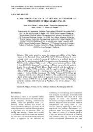 When you don't handle stress well, you can damage your body and your mind. Pdf Concurrent Validity Of The Malay Version Of Perceived Stress Scale Pss 10 Saad Ali Jadoo And Sami Dobaie Academia Edu