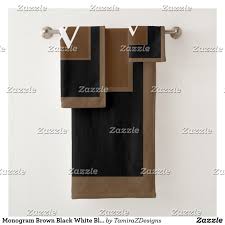 Black And White Hand Towels Bathroom Monogram Brown Black White Block Bath Towel Set Zazzle Com Patterned Bath Towels Towel Set Bath Towel Sets