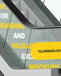 Download Escalator Mockup In Indoor Advertising Mockups On Yellow Images Object Mockups