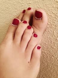 1000 red toe nail free vectors on ai, svg, eps or cdr. Deep Red Toes With Little Rhinestones On The Big Toes Red Wedding Nails Toe Nail Designs Beautiful Nails