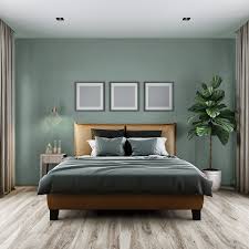 A La Fois Sobre Et Apaisante La Teinte Vert D Eau Fait Entrer La Nature Dans Votre Chambre Deco Chambre Vert D Eau Deco Chambre Vert Deco Chambre A Coucher