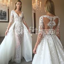 New styles at hebeos.com, we carry the latest trends in wedding dresses to show off that fun and flirty style of yours. 280 99 Illusion V Neck Long Sleeves 2020 A Line Lace Wedding Dress