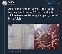 .al quran dgn cepat, cara menghafal alquran dengan cepat dan tidak mudah lupa, cara metode menghafal al quran dengan gerakan, cara menghafal alquran dengan gerakan tangan, menghafal al. Siakap Keli Cara Hafal Al Quran Kredit Jazarison Facebook