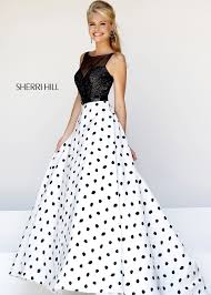 Ball Gown Black And White Prom Dress Sherri Hill 21328 Polka Dot Gown Polka Dot Prom Dresses Sherri Hill Prom Dresses Gowns