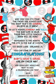 Novel Concept Designs Dr Seuss Cat In The Hat Tall Twins Baby Shower Invitation