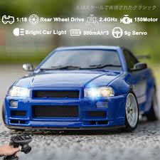 Amazon.com: Skymaker RC 漂移車 LDRC LD1899 118 GTR R34 2.4GHz RWD 漂移  附陀螺儀路上合金汽車殼賽車,附 3 顆電池(藍色) : 玩具和遊戲