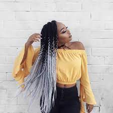 This short braided hairstyle can take less time to complete and is suitable for any age group of women. Ombre Box Braids Grey Novocom Top