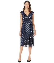 Lauren Ralph Lauren B920 Driver Dot Matte Jersey Jori Cap Sleeve Day Dress At Zappos Com Day Dresses Dresses Cap Sleeves