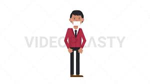 Asian Corporate Man Coughing Face Mask [Animated Stock GIFs] | VideoPlasty