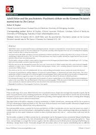 PDF) Adolf Hitler and the psychiatrists ...