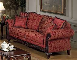 Glamour and traditional styling, solid wood frame. Red Fabric Traditional Sofa Loveseat Set W Optional Chaise