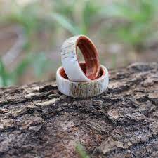 Set Of Elk Antler Bloodwood Rings Acessorios