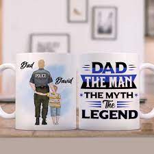 Fathers day gift for policeman police officer personalized. Police Officer And Son Father S Day Gift Personalized Coffee Mug