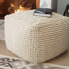 Hidden zipper enclosure, cover is fully removable. Striking Two Foot Ottoman Offers Grand Accommodations Cozy New Zealand Wool And College Apartment Decor Pouf Ottoman Living Room Accent Furniture Living Room