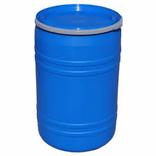 Blow molded, high molecular weight, high density polyethylene container. New 30 Gal Plastic Drum Open Top Flat Lid Blue