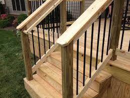 The distance between the stair nosing and top of the railing. Black Aluminum Spindles And Graspable Handrail Outdoor Stair Railing Deck Handrail Wood Deck