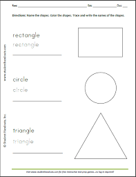 Rectangle Circle Triangle Printable Coloring And Writing Sheet For Kids Shapes Worksheets Writing Worksheets Writing