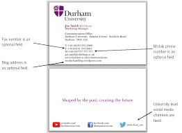 Business cards with rounded corners have a finished size of 85 × 55 mm (55 × 85 mm). Marketing And Communications Ordering Durham University Branded Business Cards Durham University